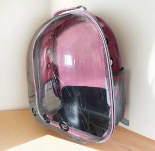 Zaino Trasportino Trasparente Rosa per Animali
