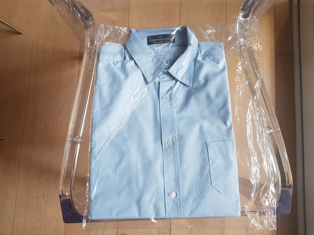 Camicia azzurra 11/12 anni cotone percalle