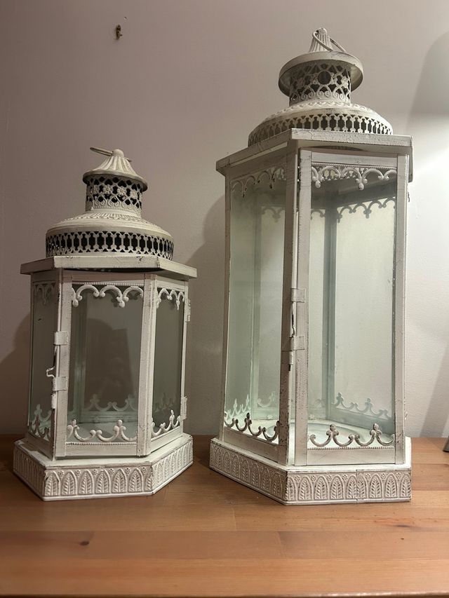 Lanterne in vetro e metallo (2 unità)