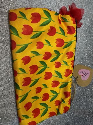 Pochette Gialla Fiori Rossi Handmade