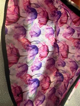 Mini pochette fiori rosa viola handmade