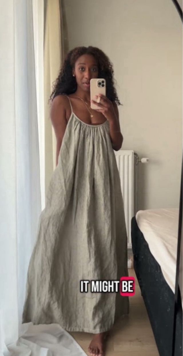 Vestido Zara Lino Gris