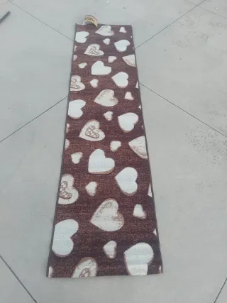 Tappeto Runner Cuori Marrone Bianco 2.40m