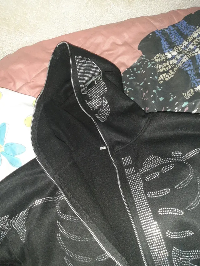 Chaqueta de esqueleto con cremallera plateada