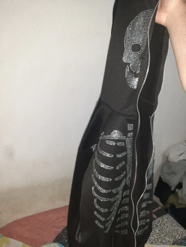 Chaqueta de esqueleto con cremallera plateada