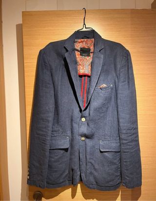 Americana Zara Lino Azul Marino