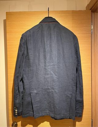 Americana Zara Lino Azul Marino