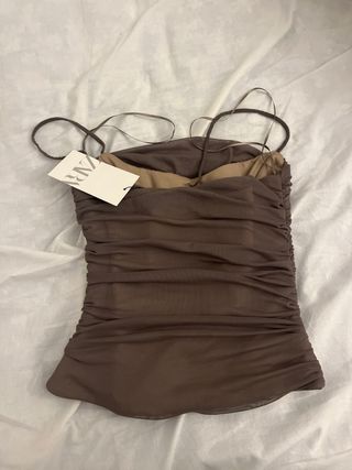 Top Zara marrón fruncido