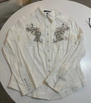 Camisa blanca bordada manga larga Talla S