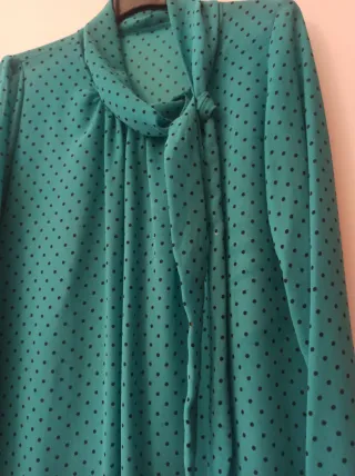 Camicia donna chiffon pois verde acqua