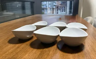 Set de 6 cuencos de cerámica blancos