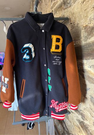 Chaqueta Beisbol Y2K Negra y Marrón