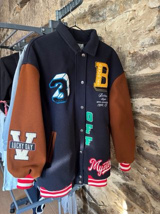 Chaqueta Beisbol Y2K Negra y Marrón