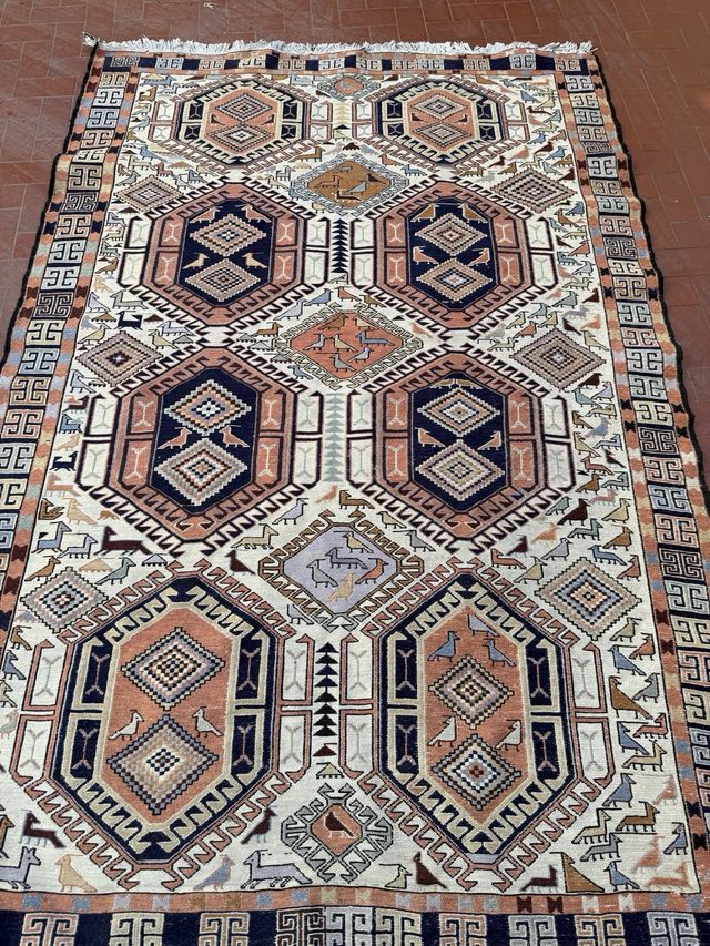 Tappeto Persiano Kilim Lana Beige Multicolor