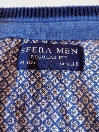 Jersey de algodón azul con coderas de antelina