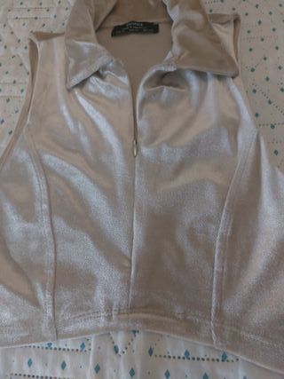 Top Bershka terciopelo champán XS