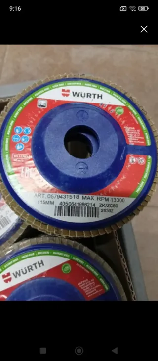 Discos de lija WURTH liquidación 