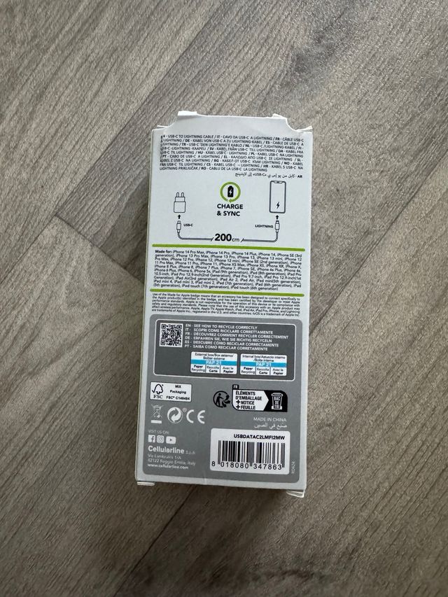 Cavo USB-C Lightning Cellularline 200cm