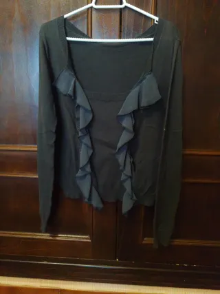 Jersey fino gris marengo con volantes