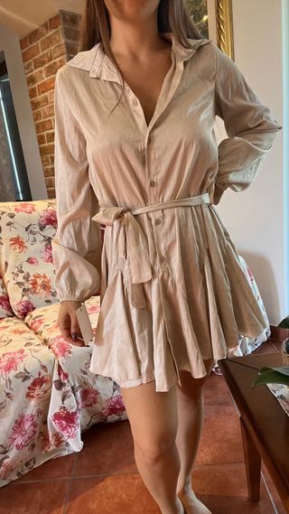 Abito camicia beige