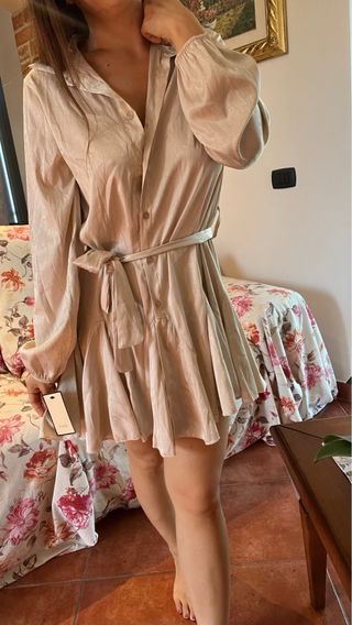 Abito camicia beige