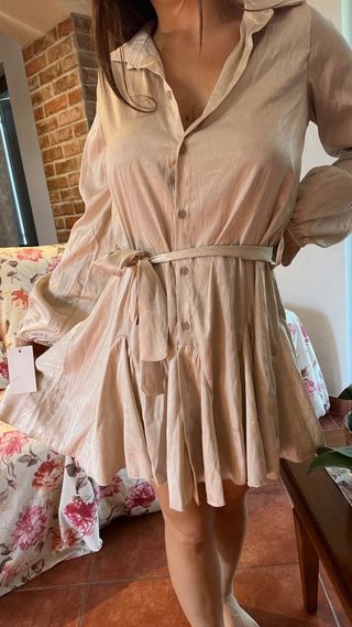 Abito camicia beige