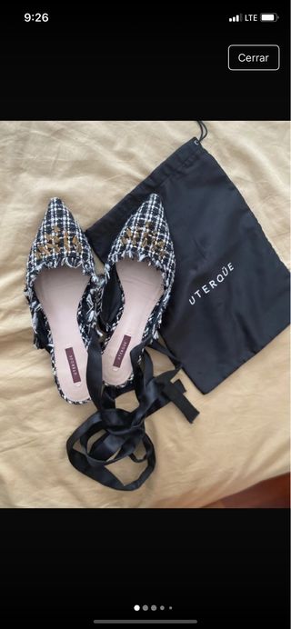 Zapatos planos Uterqüe tweed lazo