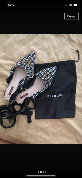 Zapatos planos Uterqüe tweed lazo
