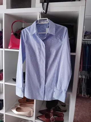 Camisa Mango Rayas Azul Blanco Talla M