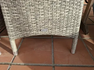 4 Sillas de terraza ratán con cojín turquesa