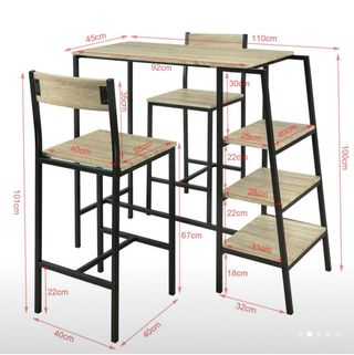 Mesa y 2 Sillas Cocina Madera Metal