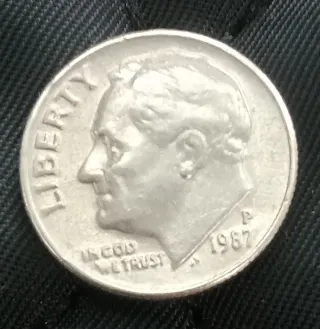 Moneda 1 Dime Plata 1987