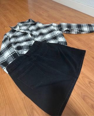Lote Falda Negra y Camisa Cuadros
