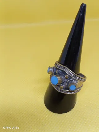 Anillo Vintage Plata Turquesa Ajustable