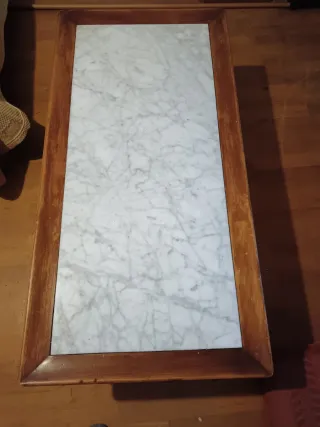 Mesa centro madera y mármol