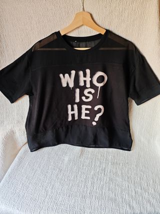 Camiseta manga corta talla m negra transparencias