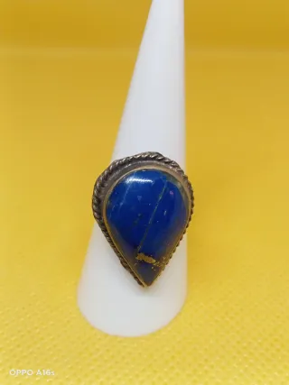 Anillo medieval piedra azul plata