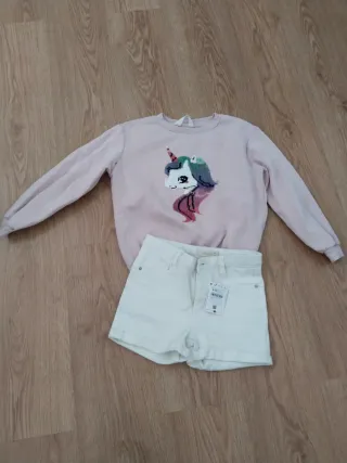 Conjunto niña unicornio rosa y blanco