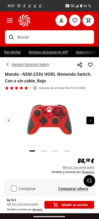Mando Inalambrico Nintendo Switch Mario Bros