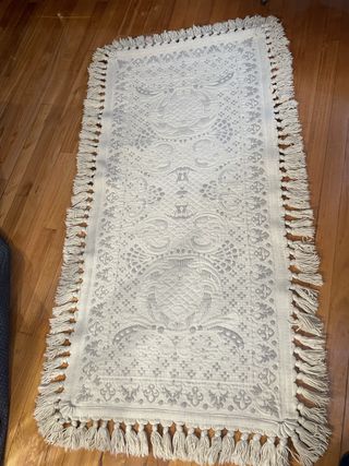 Alfombra de lana reversible beige y gris