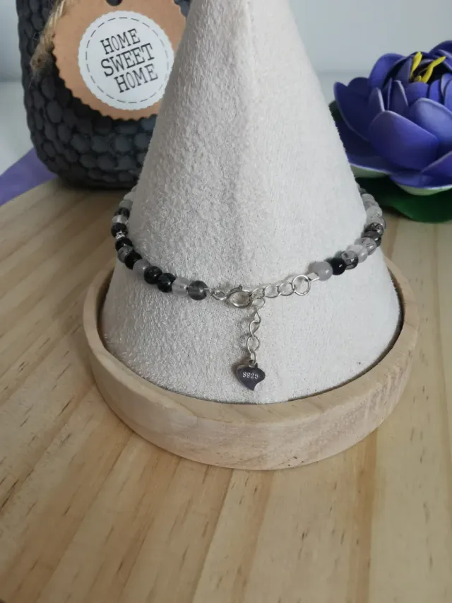 Pulsera Turmalina Natural Plata.