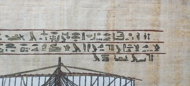 Lámina Papiro Barco Egipcio Jeroglíficos
