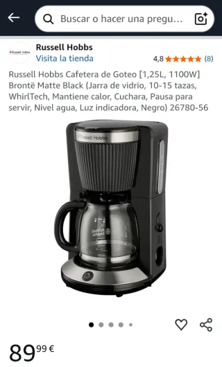 Cafetera Russell Hobbs Brontë Negra