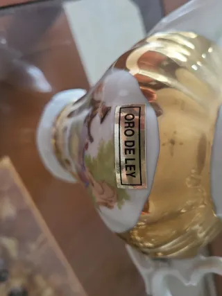 Juego de  cafe de cerámica dorado Oro de Ley