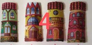 4 Tejas Artesanales Decorativas