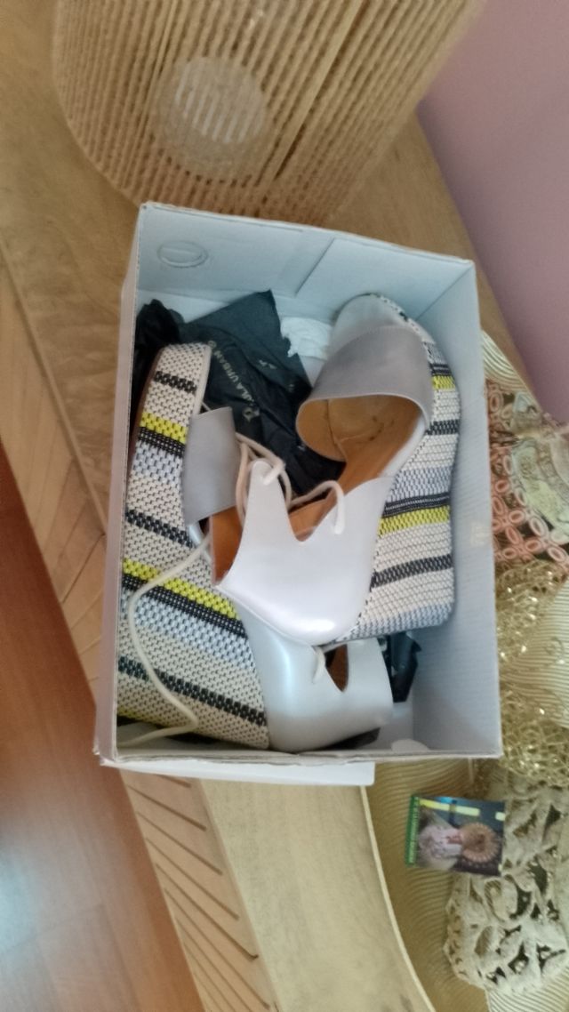 Zapatos de cuña mujer multicolor y blanco