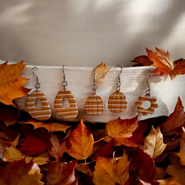 Pendientes rayas dorados y naranjas