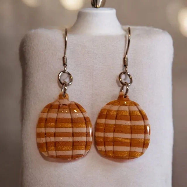 Pendientes rayas dorados y naranjas