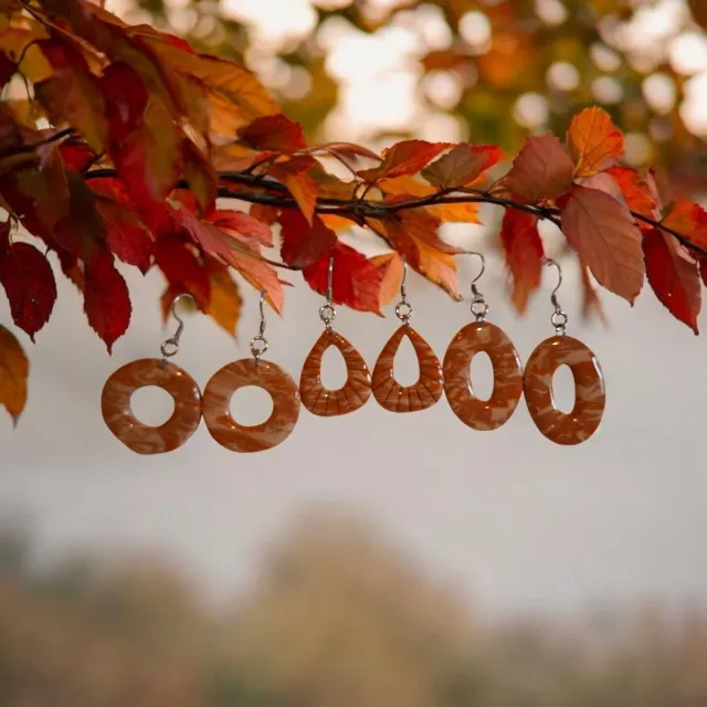 Pendientes de otoño marrones y naranjas