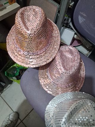Set 5 cappelli glitter rosa e argento